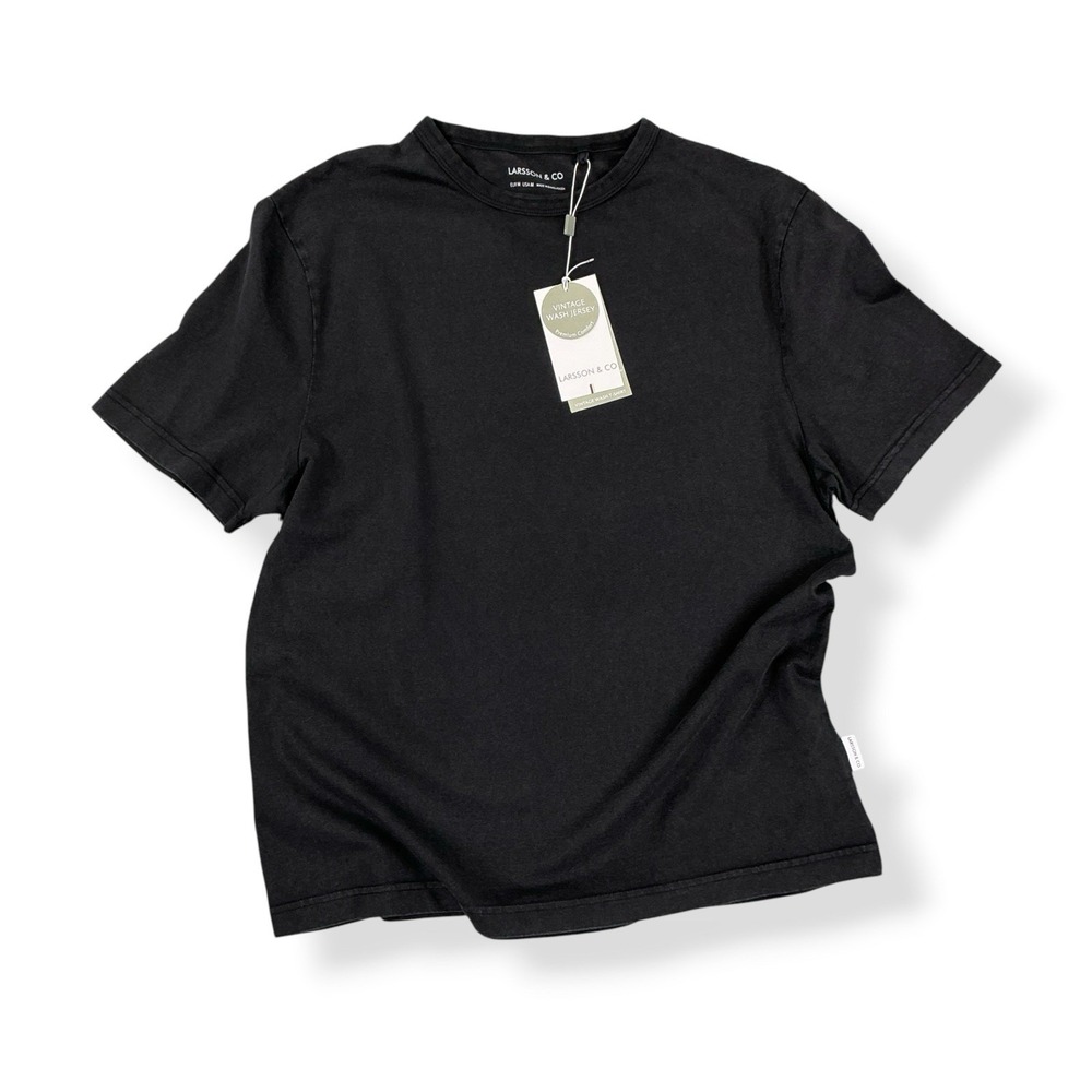 Larsson & Co T-Shirt Men Medium Black Short Sleeve Vintage Wash Jersey NWT
